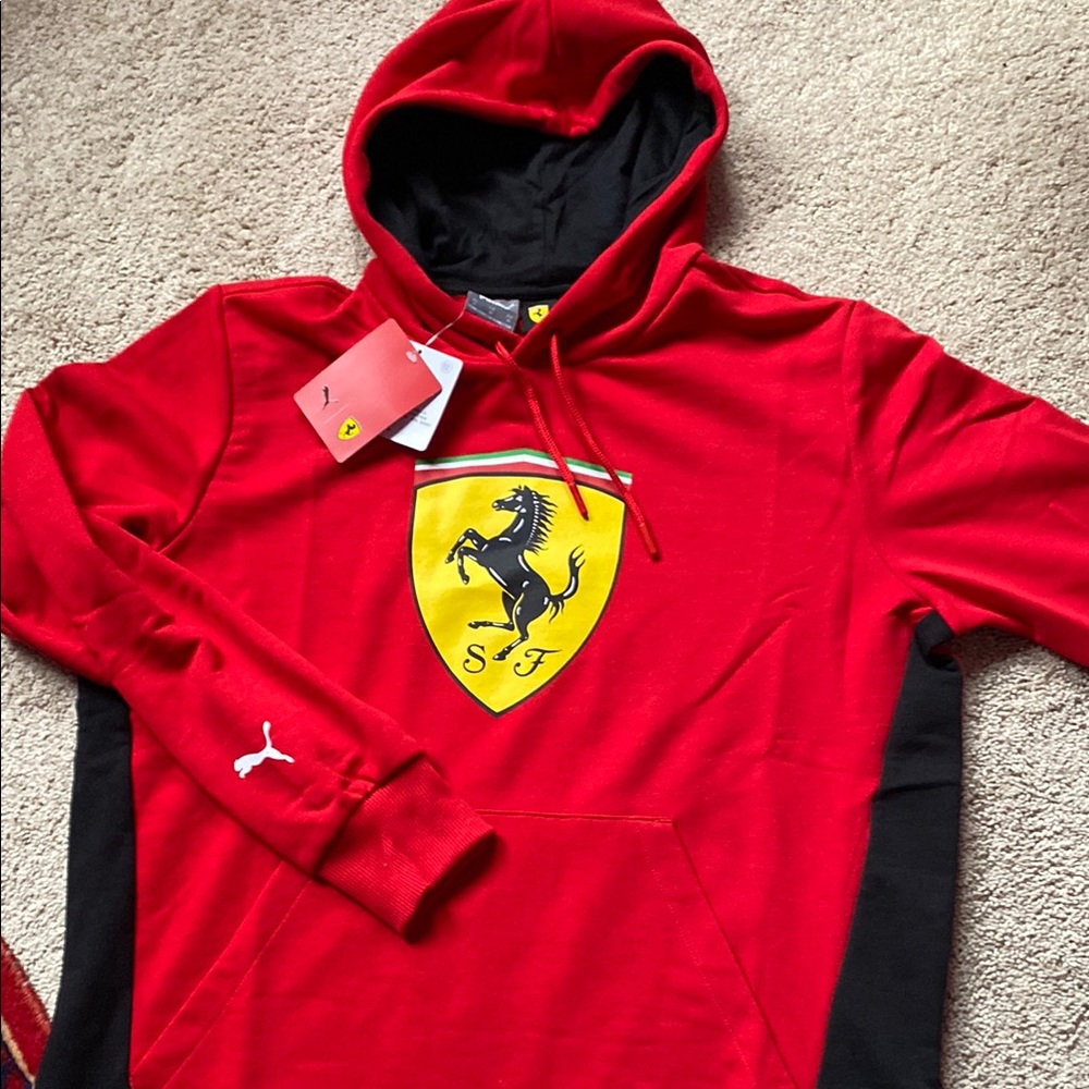 Ferrari Red and Black Hooded Sweatshirt Iconic Design